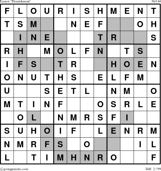 The grouppuzzles.com Easiest Flourishment puzzle for 