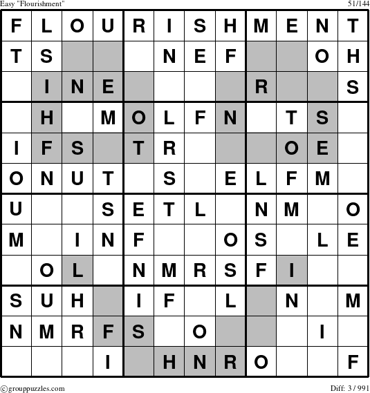 The grouppuzzles.com Easy Flourishment puzzle for 