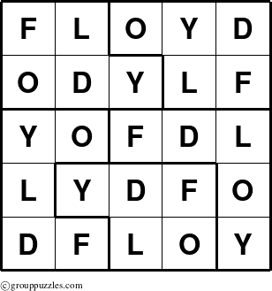 The grouppuzzles.com Answer grid for the Floyd puzzle for 