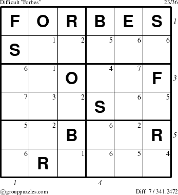 The grouppuzzles.com Difficult Forbes puzzle for , suitable for printing, with all 7 steps marked