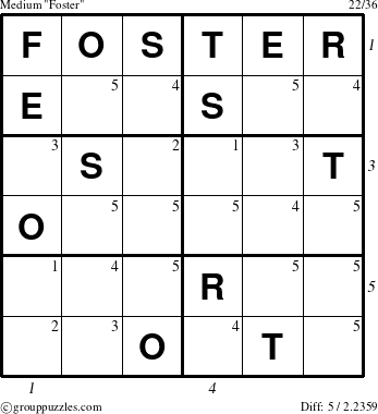 The grouppuzzles.com Medium Foster puzzle for  with all 5 steps marked