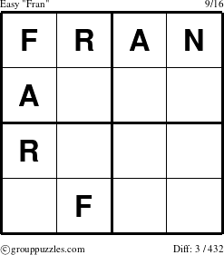 The grouppuzzles.com Easy Fran puzzle for 