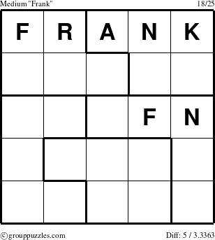 The grouppuzzles.com Medium Frank puzzle for 