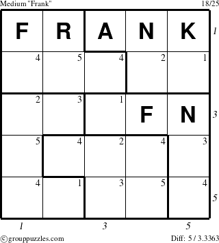 The grouppuzzles.com Medium Frank puzzle for  with all 5 steps marked