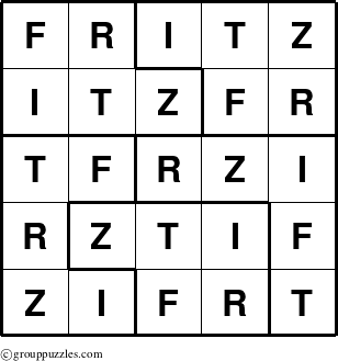 The grouppuzzles.com Answer grid for the Fritz puzzle for 