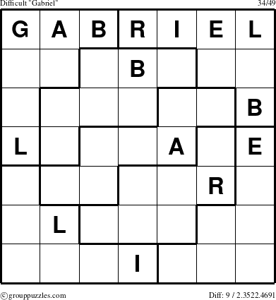 The grouppuzzles.com Difficult Gabriel puzzle for 