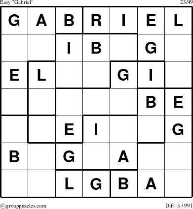 The grouppuzzles.com Easy Gabriel puzzle for 