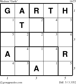 The grouppuzzles.com Medium Garth puzzle for  with all 5 steps marked