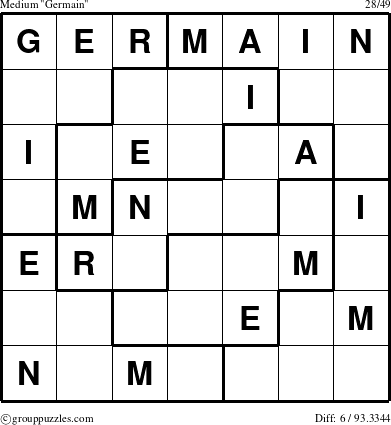 The grouppuzzles.com Medium Germain puzzle for 