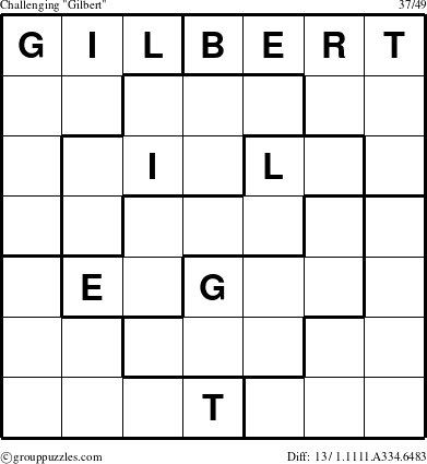 The grouppuzzles.com Challenging Gilbert puzzle for 