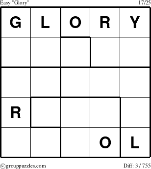 The grouppuzzles.com Easy Glory puzzle for 