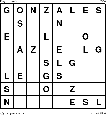 The grouppuzzles.com Easy Gonzales puzzle for 