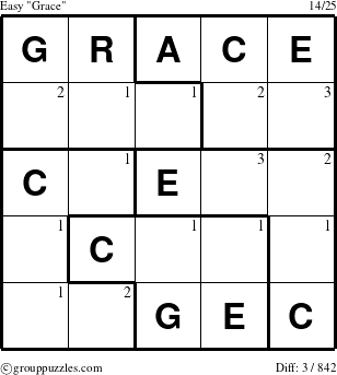 The grouppuzzles.com Easy Grace puzzle for  with the first 3 steps marked