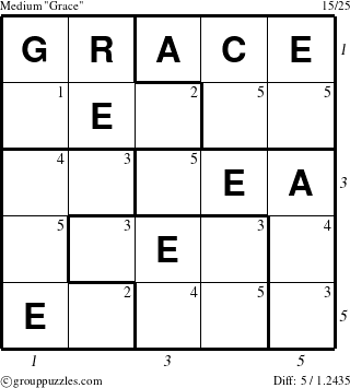 The grouppuzzles.com Medium Grace puzzle for  with all 5 steps marked