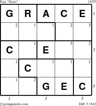 The grouppuzzles.com Easy Grace puzzle for  with all 3 steps marked