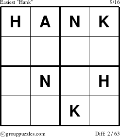 The grouppuzzles.com Easiest Hank puzzle for 