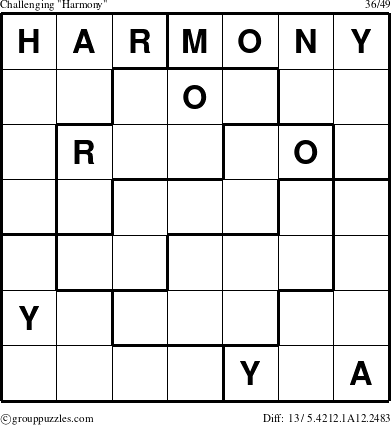 The grouppuzzles.com Challenging Harmony puzzle for 