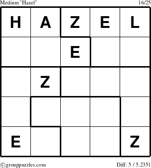 The grouppuzzles.com Medium Hazel puzzle for 