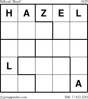 The grouppuzzles.com Difficult Hazel puzzle for 