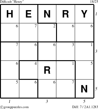 The grouppuzzles.com Difficult Henry puzzle for , suitable for printing, with all 7 steps marked