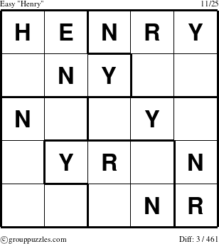 The grouppuzzles.com Easy Henry puzzle for 