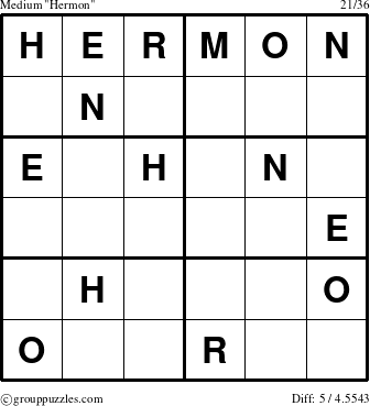 The grouppuzzles.com Medium Hermon puzzle for 