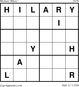 The grouppuzzles.com Medium Hilary puzzle for 