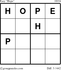 The grouppuzzles.com Easy Hope puzzle for 