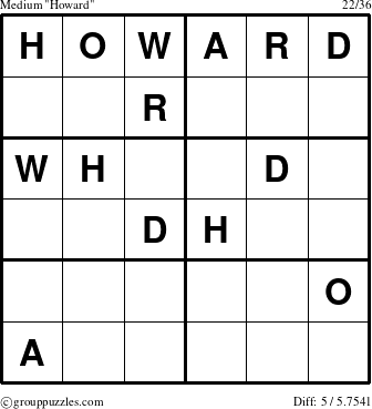 The grouppuzzles.com Medium Howard puzzle for 