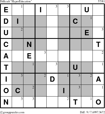 The grouppuzzles.com Difficult HyperEducation-c1 puzzle for  with the first 3 steps marked