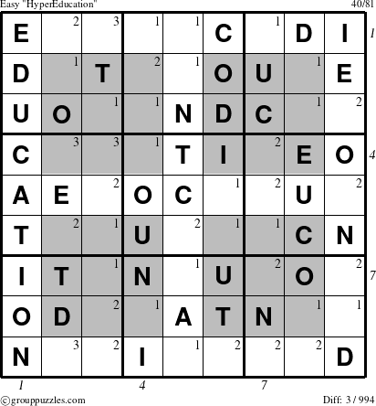 The grouppuzzles.com Easy HyperEducation-c1 puzzle for , suitable for printing, with all 3 steps marked