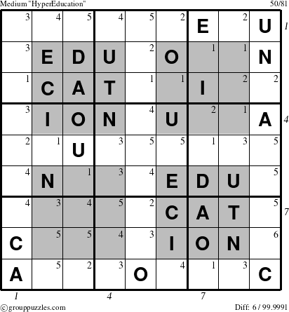 The grouppuzzles.com Medium HyperEducation-i14 puzzle for , suitable for printing, with all 6 steps marked