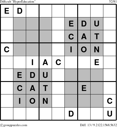 The grouppuzzles.com Difficult HyperEducation-i23 puzzle for 