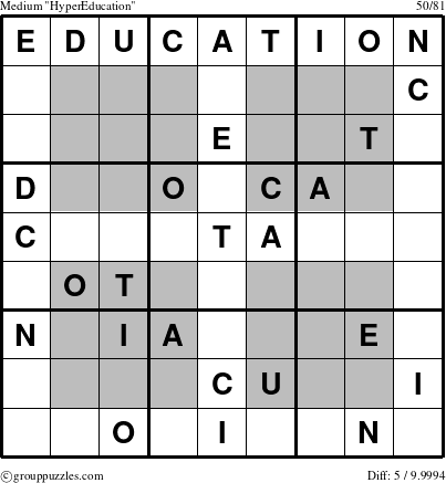 The grouppuzzles.com Medium HyperEducation puzzle for 