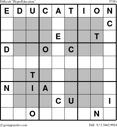 The grouppuzzles.com Difficult HyperEducation puzzle for 