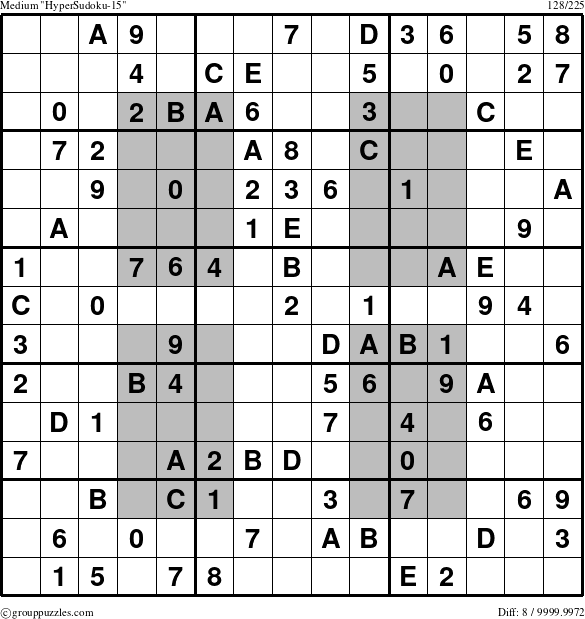 The grouppuzzles.com Medium HyperSudoku-15 puzzle for 