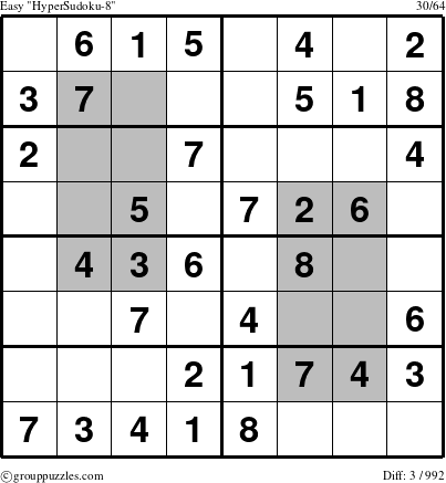 The grouppuzzles.com Easy HyperSudoku-8 puzzle for 