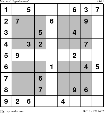 The grouppuzzles.com Medium HyperSudoku-c1 puzzle for 