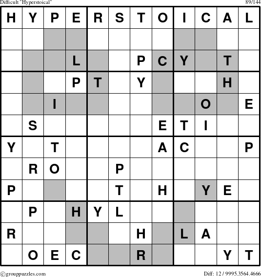 The grouppuzzles.com Difficult Hyperstoical puzzle for 