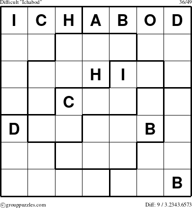 The grouppuzzles.com Difficult Ichabod puzzle for 