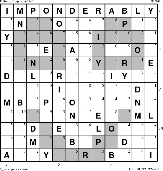 The grouppuzzles.com Difficult Imponderably puzzle for  with all 10 steps marked