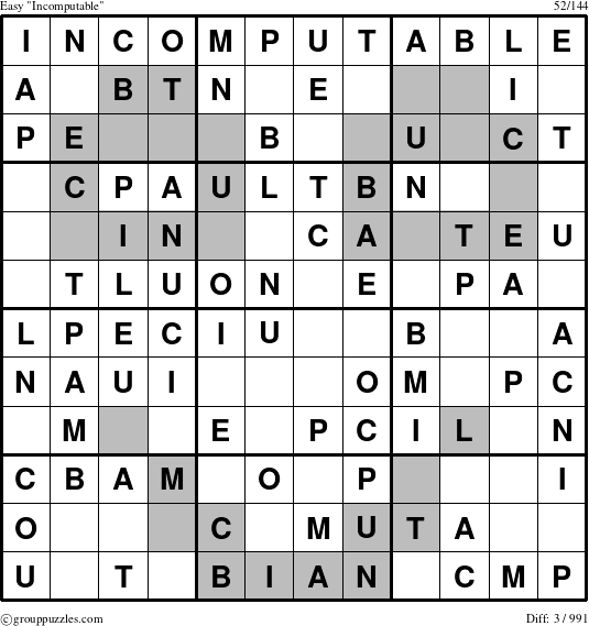 The grouppuzzles.com Easy Incomputable puzzle for 