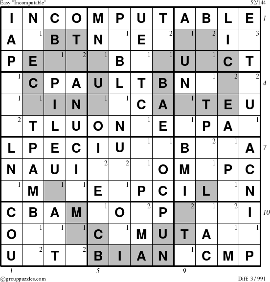 The grouppuzzles.com Easy Incomputable puzzle for  with all 3 steps marked