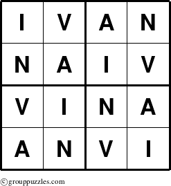 The grouppuzzles.com Answer grid for the Ivan puzzle for 