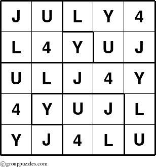 The grouppuzzles.com Answer grid for the JULY4 puzzle for 