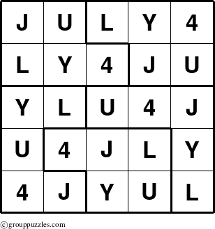 The grouppuzzles.com Answer grid for the JULY4 puzzle for 