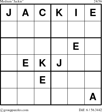 The grouppuzzles.com Medium Jackie puzzle for 