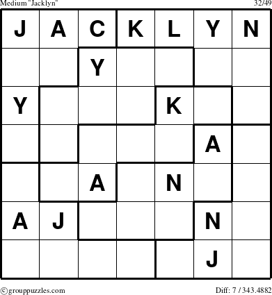 The grouppuzzles.com Medium Jacklyn puzzle for 