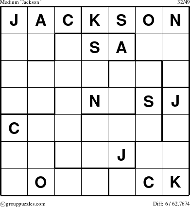 The grouppuzzles.com Medium Jackson puzzle for 