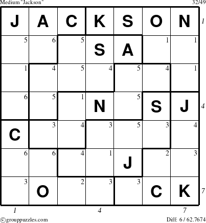 The grouppuzzles.com Medium Jackson puzzle for  with all 6 steps marked